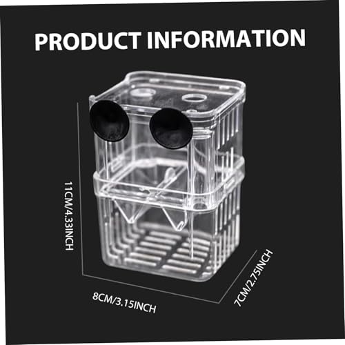 Breeder Box for Fish Tank 2 Compartment Fish Isolation Box for Aquarium with Suction Cup & Feeding Port Transparent Plastic Breeding for Baby, Shrimps