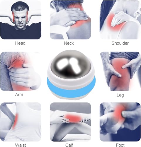 Cold Massage Roller Ball, Stainless Steel Massage Ball for Cold & Heat Therapy Relief, Ice Ball Roller for Muscles Deep Tissue, Free Rolling Removable Gel Ball for Pain Relief - color: White