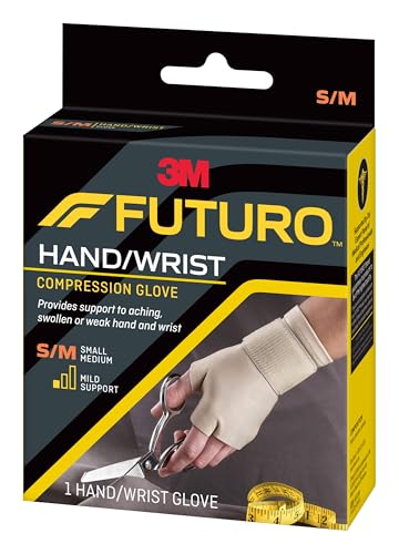 Futuro Hand and Wrist Compression Glove, Beige, Small/Medium | Provides Support and Compression to Arthritic and Painful Hand Joints - size: Small/Medium