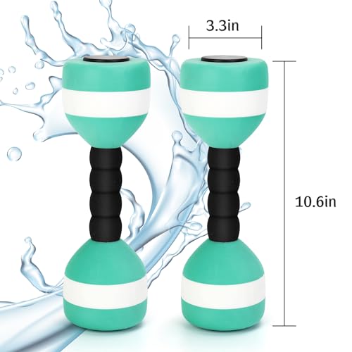 Carperipher Aquatic Dumbells,2Pcs Foam Water Weights Aerobic Exercise Fitness Equipment Dumbbells, Pool Resistance Swimming Training for Men/Women Weight Loss, Beginner Swimming Training - color: Green