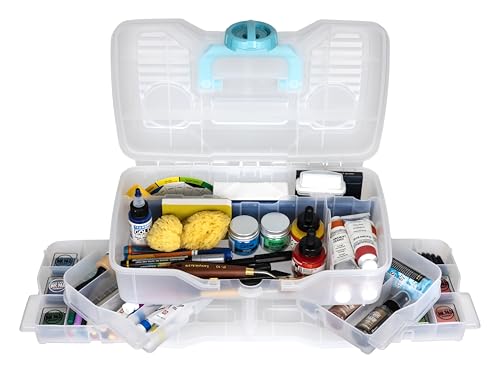Clear Plastic Organizer - ArtBin - Small Parts Organizer - for DIY Arts & Crafts Storage Boxes & Organizers, Sewing Storage - Storage Box with Compartments, Project Box - Medium (4 Pivot Trays) 6943PB - style: Medium (4 Pivot Trays)