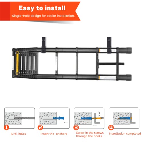 4 Pack Garage Storage Hooks, 4 Inch Wall Mount Ladder Hangers | Heavy Duty Wall Hooks, Utility Steel Ladder Hooks for Hanging Shed Tools, Ropes, Garden Hoses, Shovel, Bulk Items | 88 Lbs - size: 4 Pack (4 inch)