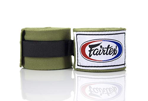 Fairtex HW2 Elastic Cotton Handwraps, 120' and 180" Full Length Hand Wraps-Many Colors - color: Olive Green, size: 180"