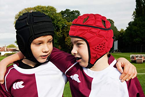 Surlim Soft Shell Flag Football Helmet for Youth, Rugby Scrum Cap Headgear - color: red, size: Medium