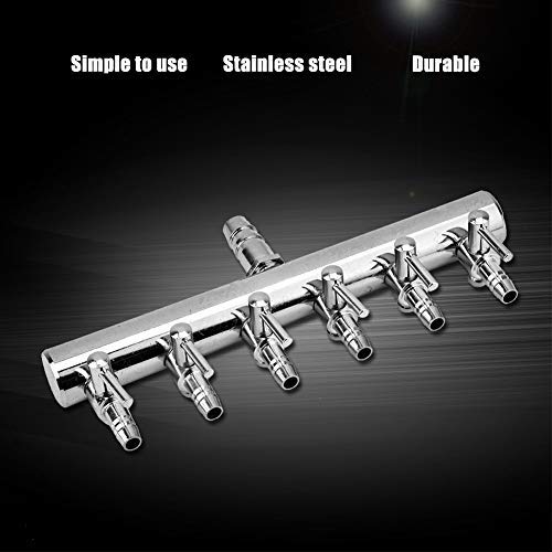 Fish Air Aquarium Air Control Lever Valve Distributor Fish Air Splitter Stainless Steel Air Tubing Connector Splitter (6 Way)