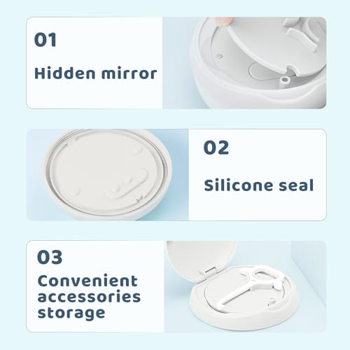 Retainer Case Denture Bath Case Basket Mirror Leak-proof White Cat - color: White Cat