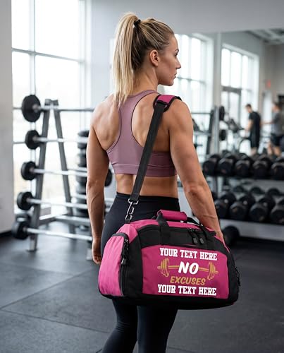 Personalized Weightlifting Duffel Bag – Custom Gym Bag with Name & Logo – Heavy Duty Workout Bag for Men & Women – Lifting, Powerlifting, Bodybuilding Training Gear - color: Pink, style: Weightlifting