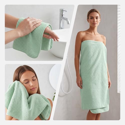 REDKISS Ultra Soft 6 Piece Towel Set, Premium Towels for Bathroom, Highly Absorbent, Quick Dry, Lightweight Bath Towels Set Collection, Includes 2 Bath Towels, 2 Hand Towels, 2 Washcloths, Green - color: Light Green
