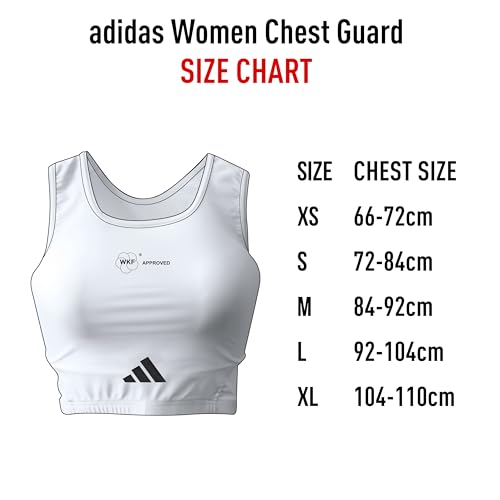 adidas Women Lady Female Karate Chest Guard, Body Protector - WKF Approved - White - size: Small