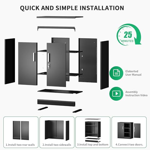 Metal Storage Cabinet with Locking Doors, 35.4" Steel Locker Organizer with Adjustable Shelves, Garage Utility Cabinet for Home, Office, Shop, and School - size: 35.4"H x 31.5"W x 15.7"D