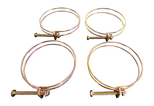 Double Wire Band Style 3 7/8” – 4 1/8” (98-105 mm) Diameter x 5/8” Wide, Adjustable Screw-Style, Hose Clamps, Hex/Phillips Head Screw, Includes 4 Clamps, by Tech Team - size: 3 7/8” – 4 1/8” (98 - 105 mm) diameter
