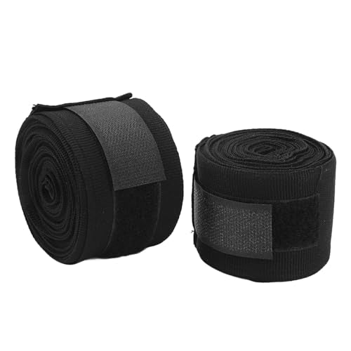 YOUTHINK Boxing Hand Wraps, Kickboxing Bandages, 16.8 Ft (5m) Long, Cotton Material, Quick Drying, SemiStretchable (Black)