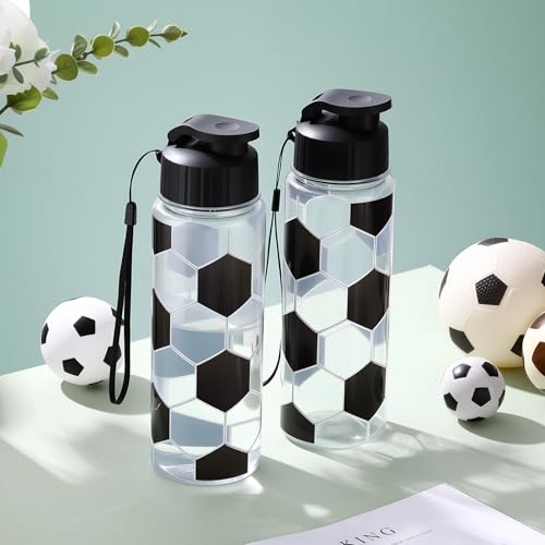 Mifoci 20 Pcs Sports Water Bottle Bulk, Soccer, Black and Clear - color: Black and Clear, size: Soccer