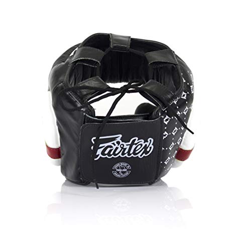 Fairtex Full Head Guard, Muay Thai MMA Sparring Helmet Protective Headgear | Handcrafted 3-layer padding shell. Lightweight sleek construction shields against elbows during high-intensity ring session - color: HG10 Black Lace-up, size: Medium