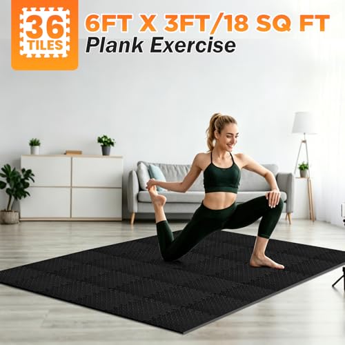 18 Tiles EVA Puzzle Exercise Floor Mats Set, Interlocking Foam Gym Tiles