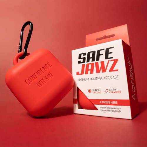 SAFEJAWZ Red Premium Mouth Guard Case with Carabiner Clip - color: Red