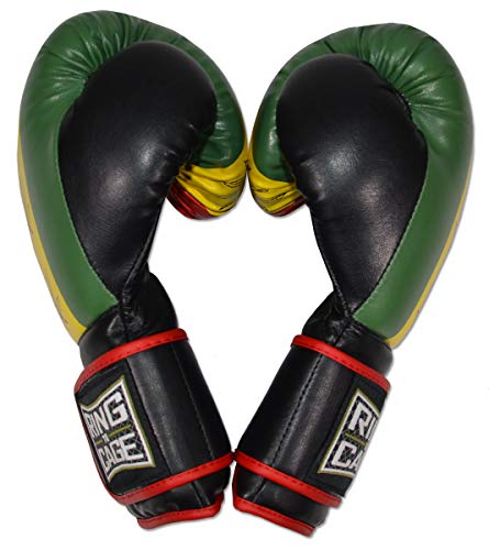 Gym Training Stand-Up Boxing Gloves - color: Rastafarian, size: Large weighs 16oz
