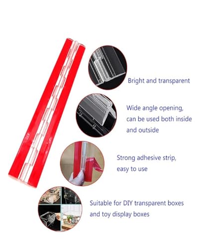 2-Piece Set of Acrylic 300 mm Continuous Piano Hinge - 12" Used for Transparent Boxes, Display Stands, Figurines, Model dust Boxes