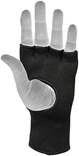 Muay Thai Boxing Inner Gloves Protective Hand Wrap MMA Fist (Black, Medium) - color: Black, size: Medium