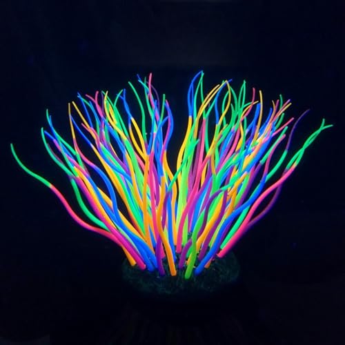 Luminous Silicone Anemone Corals Lifelike Underwater Plant Simulation Glow in The Dark Aquarium Decor for Fish Tank