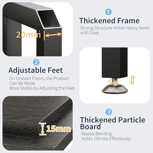 40 Gallon Fish Tank Stand with Power Outlets, Adjustable Aquarium Stand, Heavy Duty Terrarium Stand, Metal reptile tank stand, Suitable for Home Office,660LBS Capacity, Black - color: Black, size: 40 Gallon