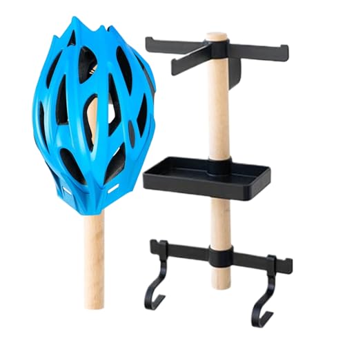 Bicycle Equipment Rack – Solid Wood Wall Holder, Gear Storage Organizer, Helmet Shoe Glasses Stand | Mounted Wall Display, Compact Storage Solution for Cycling Accessories and Gear - size: Perforated version