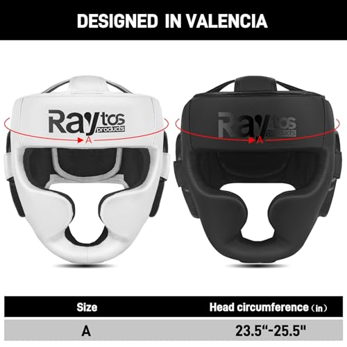 Boxing Headgear for MMA,Sparring,Muay Thai|Head Guards for Men Women | Adjustable,Lightweight,Breathable Protection,Open Face Head Gear,Fits 21-25 in,Kickboxing,Taekwondo,Karate Training Helmet - color: Black+White
