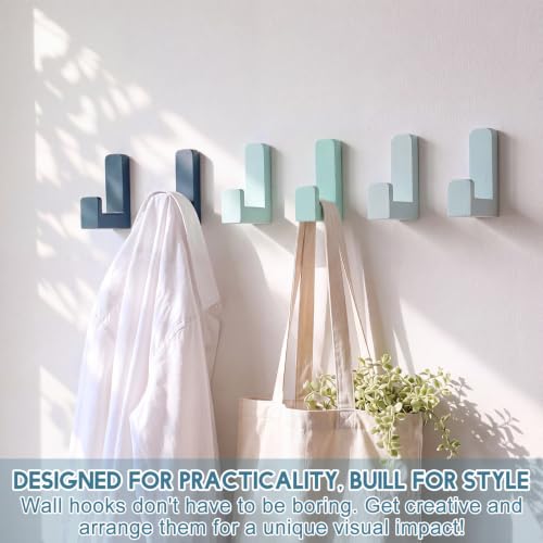 Teenyyou 6 Pcs Cute Kids Wall Hooks Adhesive for Backpack White,Mint,Blue - color: White,mint,blue