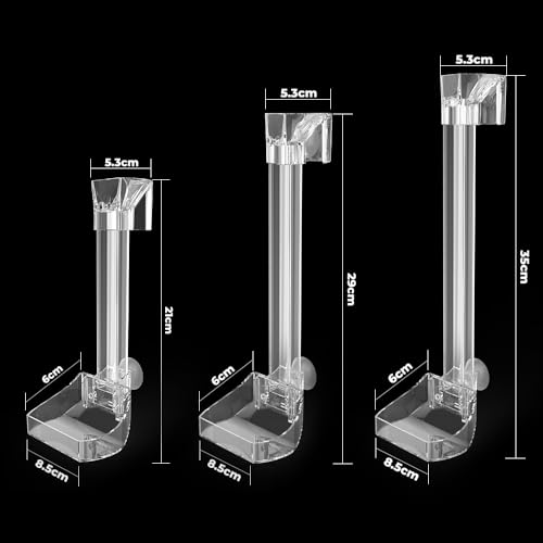 Aquarium Shrimp Feeding Tube and Dish with Brush, Clear Crystal Glass Fish Tank Shrimp Feeder Tube Tray, Adjustable Feeder Tube Fish Shrimp Tank Accessories Clear Acrylic (F-35-14‘’)