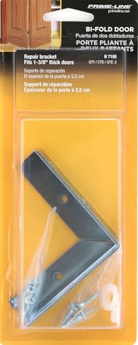 Prime-Line N 7195 Bi-Fold Door Corner Repair Bracket, 1-3/8 in. Thick Door, Stamped Steel Construction with Zinc-Plated Finish (2 Pack)