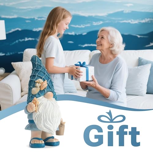 Beach Gnomes Statues,Ocean Gnomes,Nautical Themes Decoration,Beach, Gnome Carrying a Bucket - color: Carrying Bucket of Shells