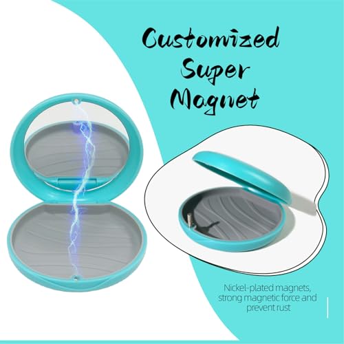 2 Pack Aligner Case with Mirror, Retainer Case for Invisalign - color: 2pcs Cyan Outside Gray Silicone