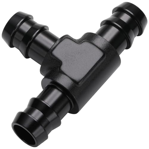 1/2" 13mm Hose Barb Tee T Fitting Adapter Aluminum Black - size: 13mm