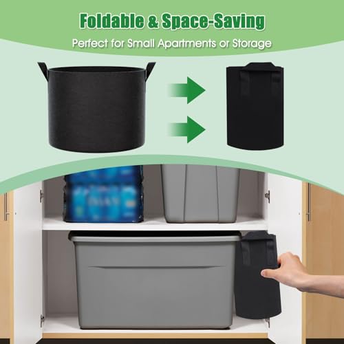 10 Gallon Grow Bags 4 Pack – 300G Thickened Fabric Plant Pots with Reinforced Handles, Breathable Drainage Planters for Vegetables, Tomatoes, Herbs, Indoor & Outdoor Gardening