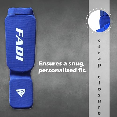 Shin Guards – Durable Leg & Instep Protection for Muay Thai, Kickboxing, MMA, BJJ, Karate & Taekwondo | Lightweight Training & Sparring Shin Instep Guard - color: Blue, size: Large