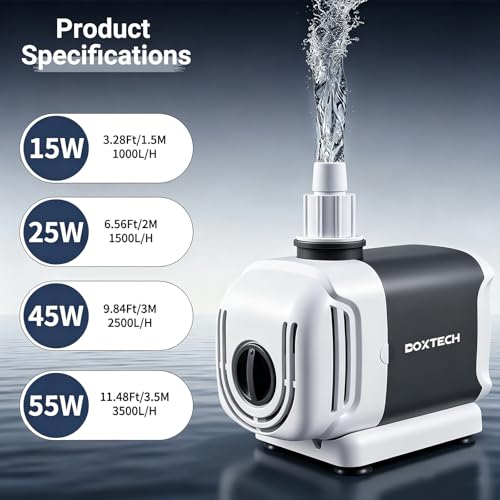 Fountain Pump, Submersible Water & Land Pump Kit - 3 Quick-Change Spray Nozzles, 396GPH Adjustable Flow for Fish Tanks, Yard Fountains, Hydroponic Systems, 25w - size: 25w