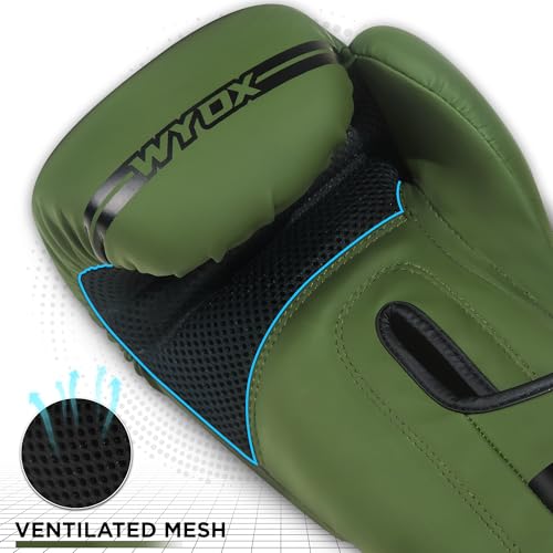 Wyox Adult Boxing Gloves – Sparring Gloves for Kickboxing, Muay Thai, MMA, Punching Bag, Focus Pads, Thai Pad & Double End Bag - color: Green, size: 12 oz