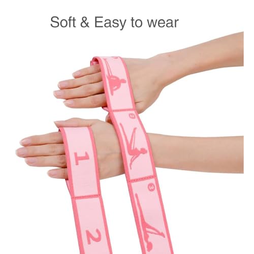 2 PCS Kids Stretching Strap - 8-Loop Adjustable Stretch Bands for Dance, Ballet, Yoga, Gymnastics Workout, Children‘s Fitness Equipment, Stretching Resistance Bands and Home Flexibility Training - color: Pink+Purple