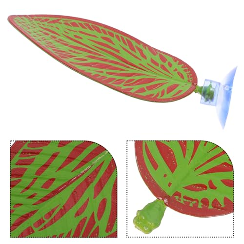 ARTIBETTER Betta Fish Leaf Pads Aquarium Hammock with Suction Cup Artificial Plant Leaf for Fish Resting and Spawning Tank Decor Red Green