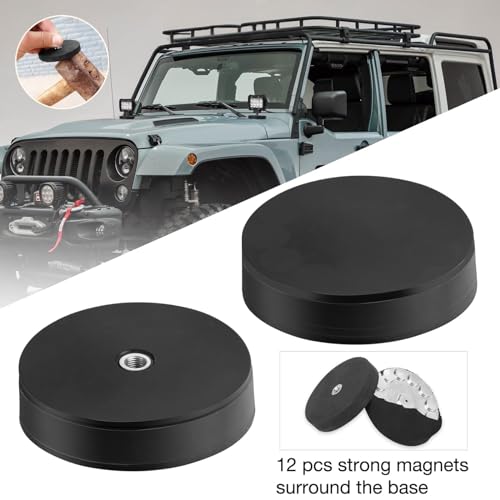 Magnetic Base Mounting Brackets, 2pcs Powerful Sucker Holder Magnet Mount for LED Light Bar, Pods, Off Road Driving Lights - color: Black