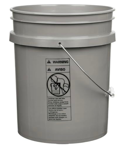 5 Gallon Food Grade BPA Free Made in USA Pails Gray Bucket with Screw On Air Tight Lid (2, Gray with Green lids)