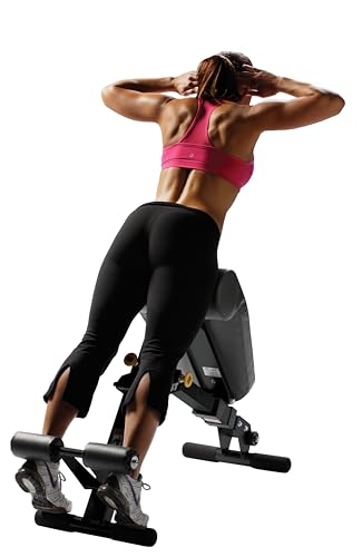 HOIST Fitness Dual Adjustable Decline Ab & Back Workout Bench w/ 11 Positions and Fast, Space-Saving Folding Design.