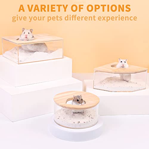 Hamster Sand Bath Box Transparent Acrylic Small Animals Shower Bathtub Guinea Pigs Digging Sand Container Cage Accessories for Lemmings Gerbil Mice Hedgehog Chinchilla (Rectangle) - size: Large - Rectangle