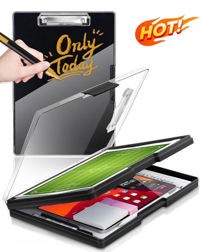 Clipboard with Storage, Nurse Dry Erase Clip Board, 8.5x11, Black - color: Black