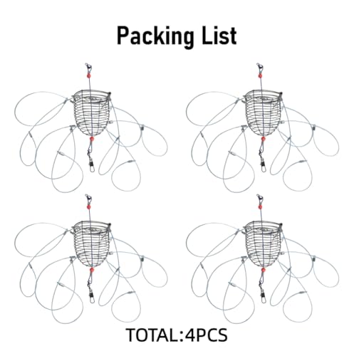 4Pcs Stainless Steel Crab Snare Traps with 8 Loops,Crab Traps for Blue Crabs/Red Crab/Rock Crab,Crab Snare for Fishing Rods, Crabbing Equipment
