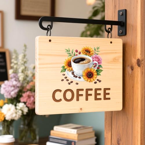 Peacoblue 18 Sheets Rub on Transfers for Crafts, Coffee 3.6"x3.9" UV DTF Cup Wraps Waterproof Cold Transfers Stickers for Wood Glass Metal Cup Tumblers Mirrors Mugs Home Decor - style: Coffee