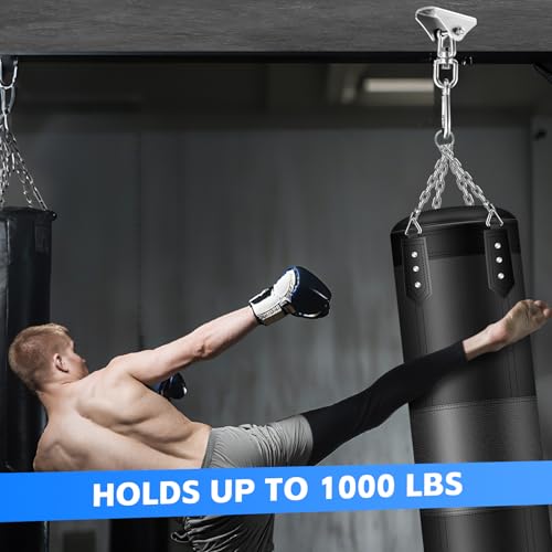 Heavy Duty Stainless Steel Punching Bag Hanger, Hammock Hanging Kit with Swing Chain & Carabiners, Heavy Bag Mount for Boxing Bags Hanging Chair Hammocks Swing Yoga