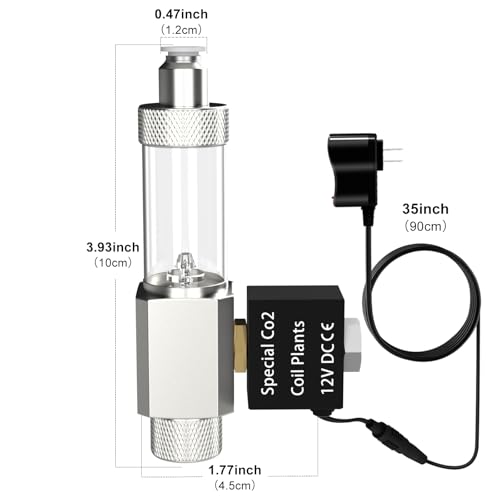FZONE All-in-One CO₂ Solenoid Valve with Bubble Counter for CO₂ Aquarium System, Screw Connection