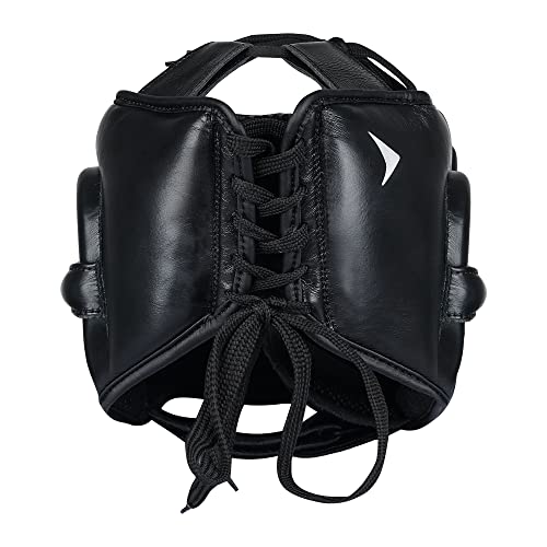 Vali Lancer Leather Face Saver Headgear for Training - color: Black, size: Small-Medium