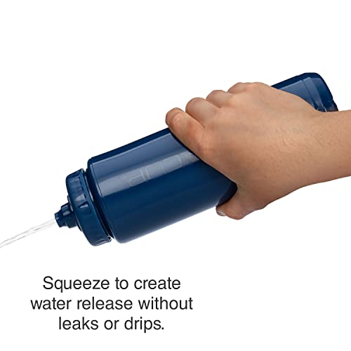 Hydra Cup - 4 Pack - 32 oz Squeeze Water Bottles, Sports Squirt Bottle | Fast flow valve for gym, team and sideline hydration. Fits most standard bike cages. Firm squeeze, no dribble.
